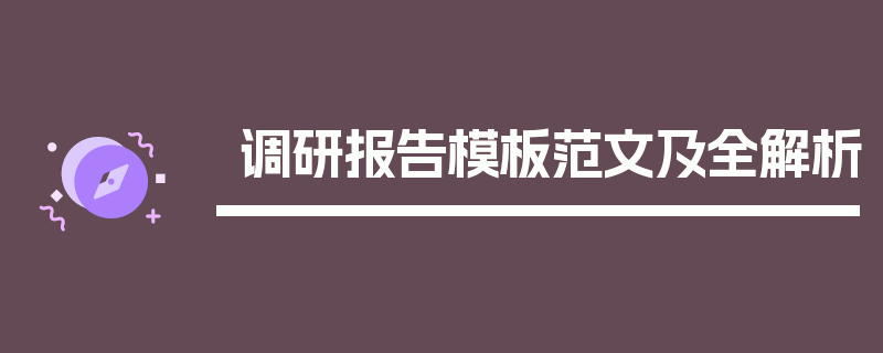 调研报告模板范文及全解析