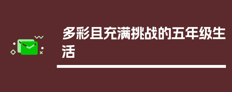 多彩且充满挑战的五年级生活