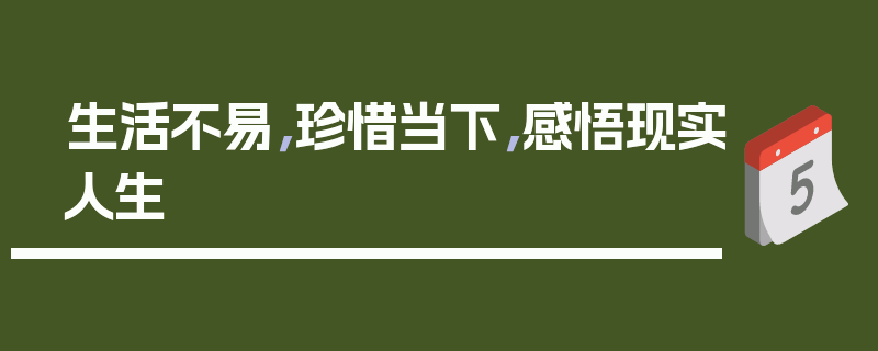 生活不易，珍惜当下，感悟现实人生