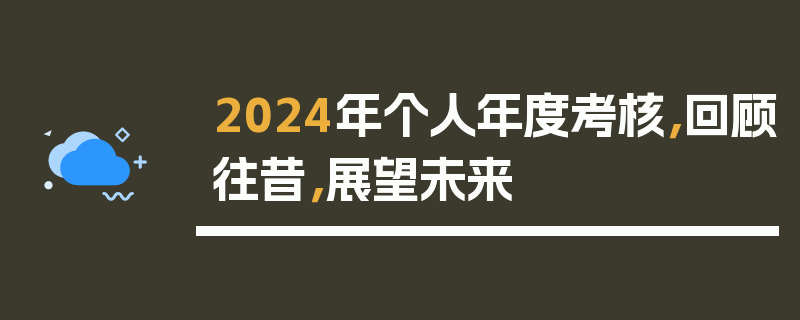 2024年个人年度考核，回顾往昔，展望未来