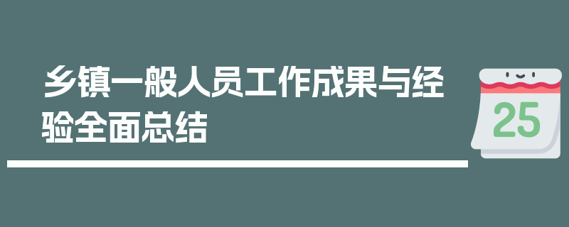 乡镇一般人员工作成果与经验全面总结