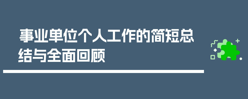 事业单位个人工作的简短总结与全面回顾