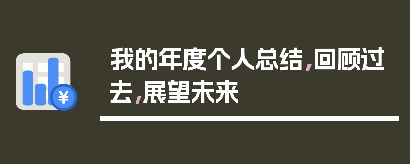 我的年度个人总结,回顾过去,展望未来