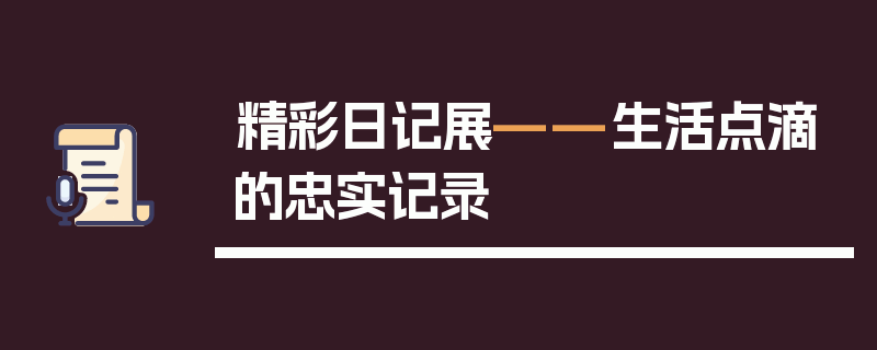 精彩日记展——生活点滴的忠实记录