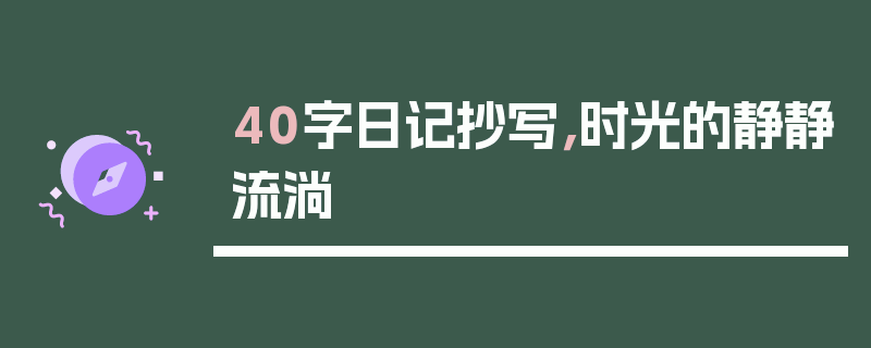 40字日记抄写，时光的静静流淌
