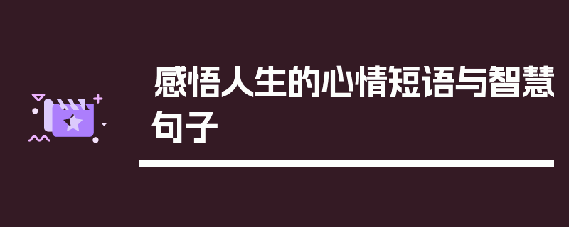 感悟人生的心情短语与智慧句子
