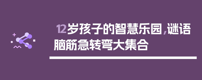 12岁孩子的智慧乐园，谜语脑筋急转弯大集合