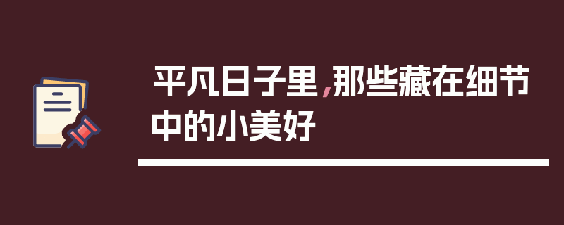 平凡日子里，那些藏在细节中的小美好