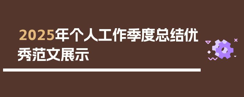 2025年个人工作季度总结优秀范文展示