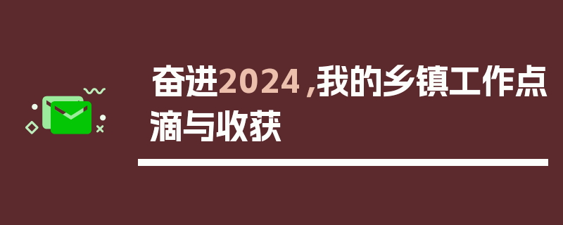 奋进2024，我的乡镇工作点滴与收获