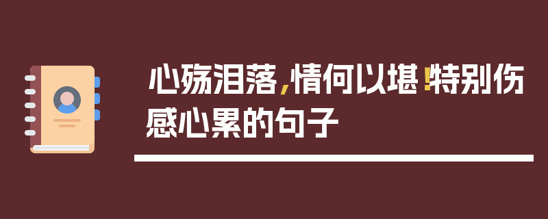 心殇泪落，情何以堪！特别伤感心累的句子