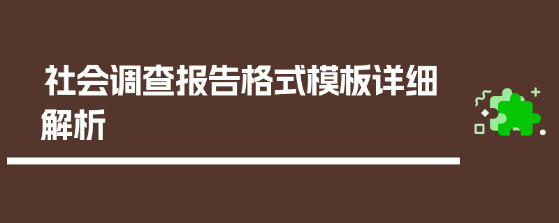 社会调查报告格式模板详细解析