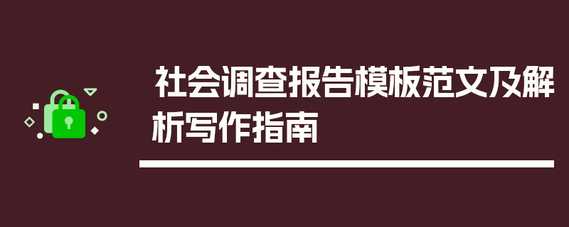 社会调查报告模板范文及解析写作指南
