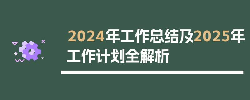 2024年工作总结及2025年工作计划全解析