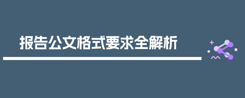 报告公文格式要求全解析