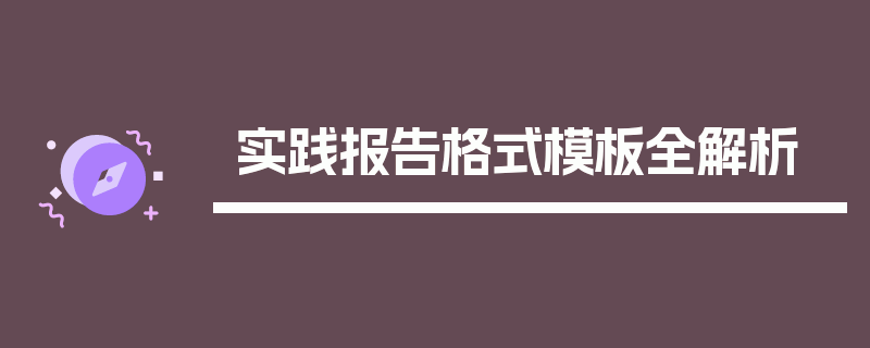 实践报告格式模板全解析