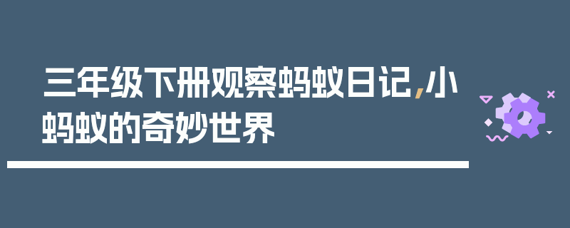 三年级下册观察蚂蚁日记，小蚂蚁的奇妙世界