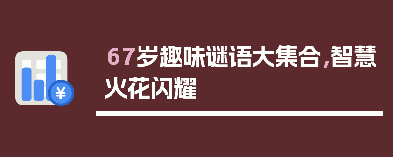 67岁趣味谜语大集合，智慧火花闪耀