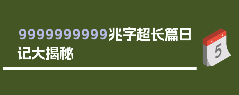 9999999999兆字超长篇日记大揭秘
