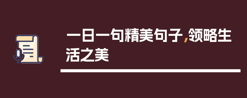 一日一句精美句子，领略生活之美