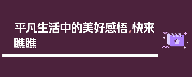 平凡生活中的美好感悟，快来瞧瞧
