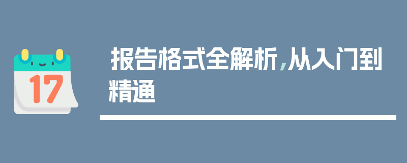 报告格式全解析，从入门到精通
