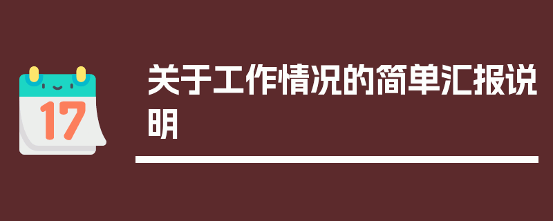 关于工作情况的简单汇报说明