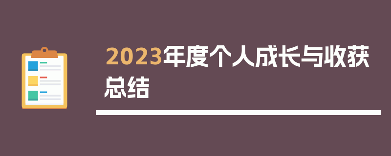 2023年度个人成长与收获总结