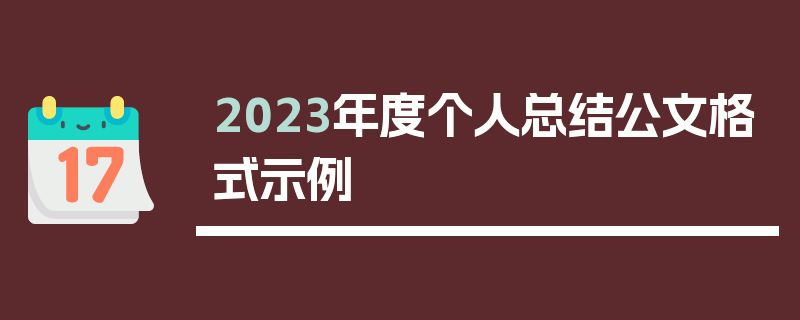 2023年度个人总结公文格式示例