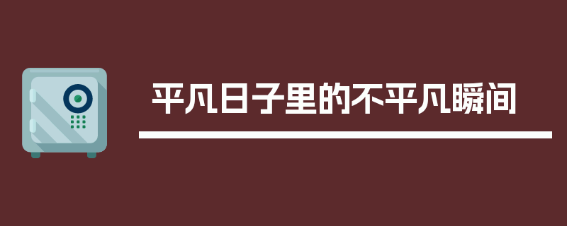 平凡日子里的不平凡瞬间