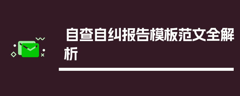 自查自纠报告模板范文全解析