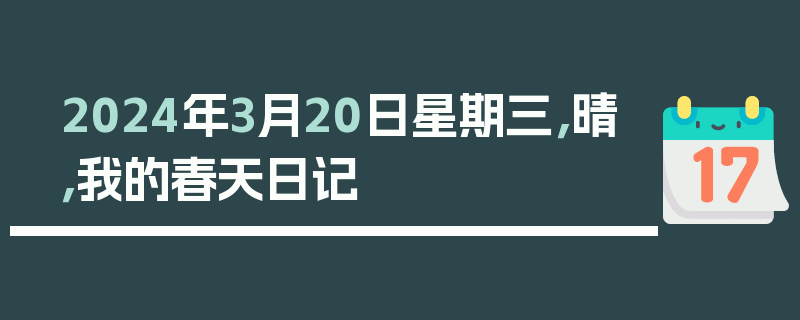 2024年3月20日星期三，晴，我的春天日记