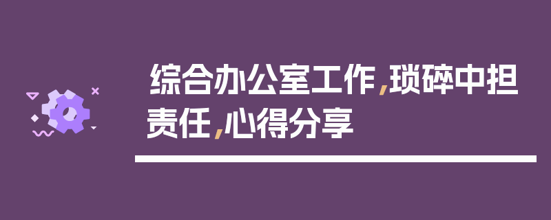 综合办公室工作，琐碎中担责任，心得分享