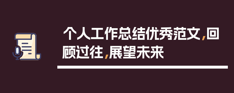 个人工作总结优秀范文，回顾过往，展望未来