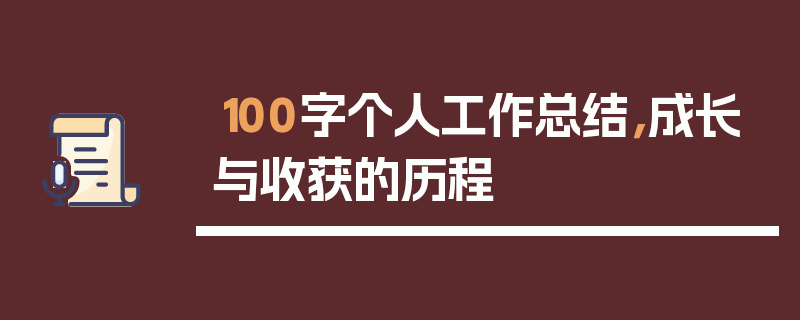 100字个人工作总结，成长与收获的历程