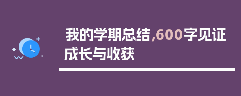 我的学期总结，600字见证成长与收获