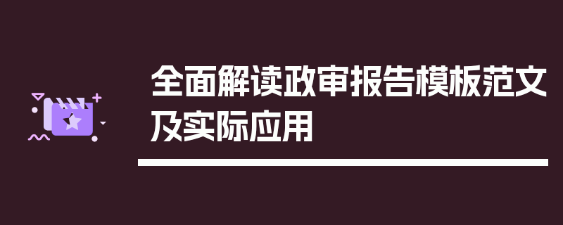 全面解读政审报告模板范文及实际应用