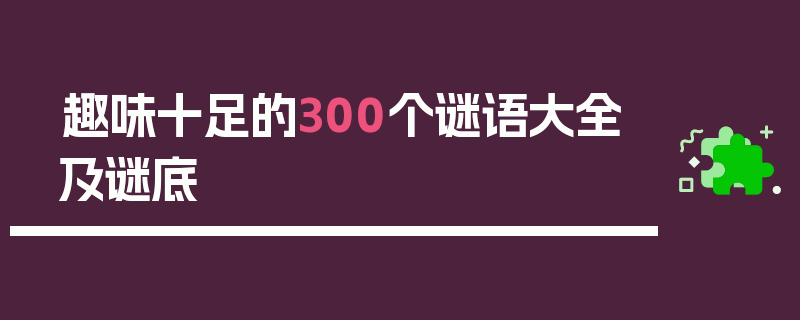 趣味十足的300个谜语大全及谜底
