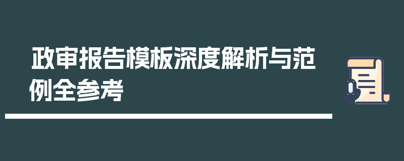 政审报告模板深度解析与范例全参考