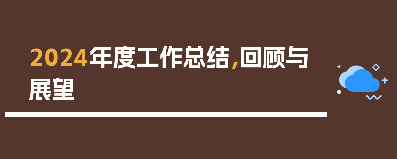 2024年度工作总结，回顾与展望