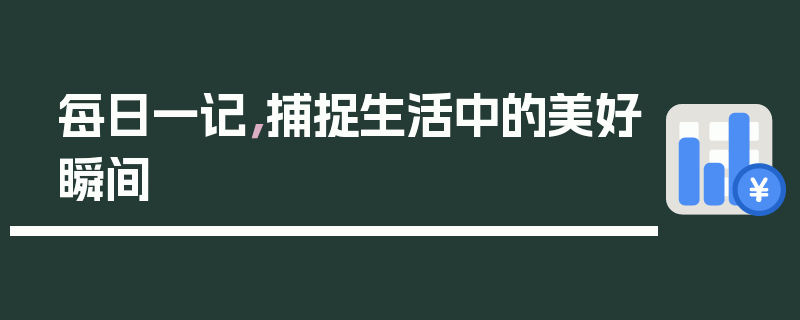 每日一记，捕捉生活中的美好瞬间