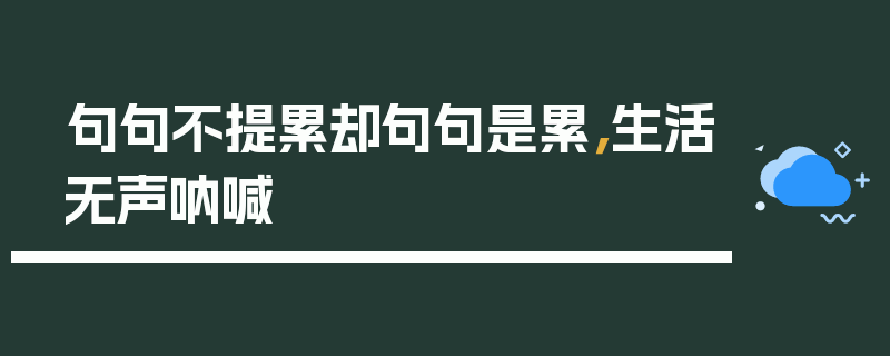 句句不提累却句句是累，生活无声呐喊