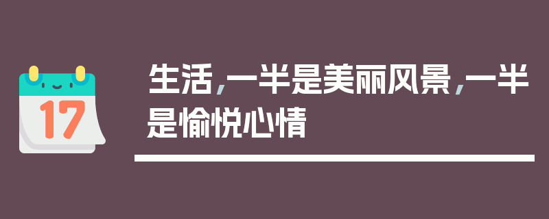 生活，一半是美丽风景，一半是愉悦心情