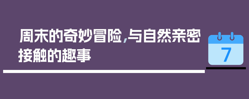 周末的奇妙冒险，与自然亲密接触的趣事