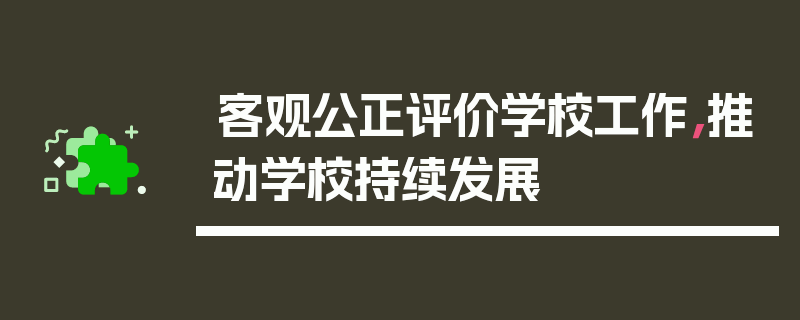 客观公正评价学校工作，推动学校持续发展